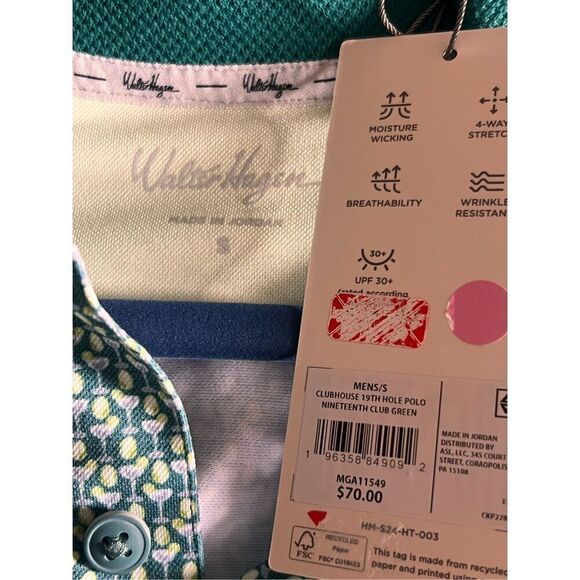 Walter Hagen Men's Small Clubhouse 19th Hole Golf Polo Shirt Club Green Martini - Picture 5 of 5